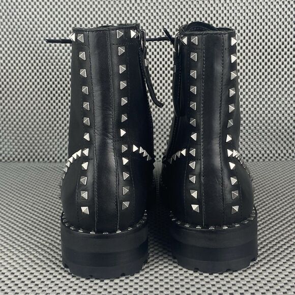 ASH Wolf Studded Combat Boots Womens Size 40 Black Leather Casual Lace Up - Picture 7 of 13